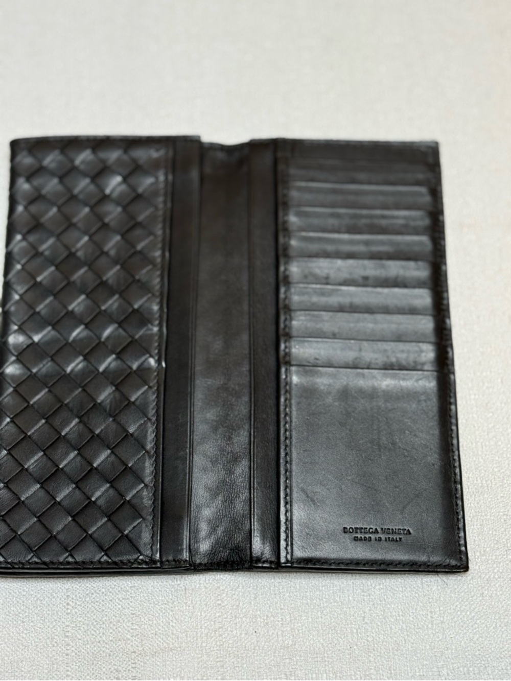 Bottega Veneta Black Intrecciato Leather Long Wallet Bi-Fold Made in Italy - Picture 4 of 14